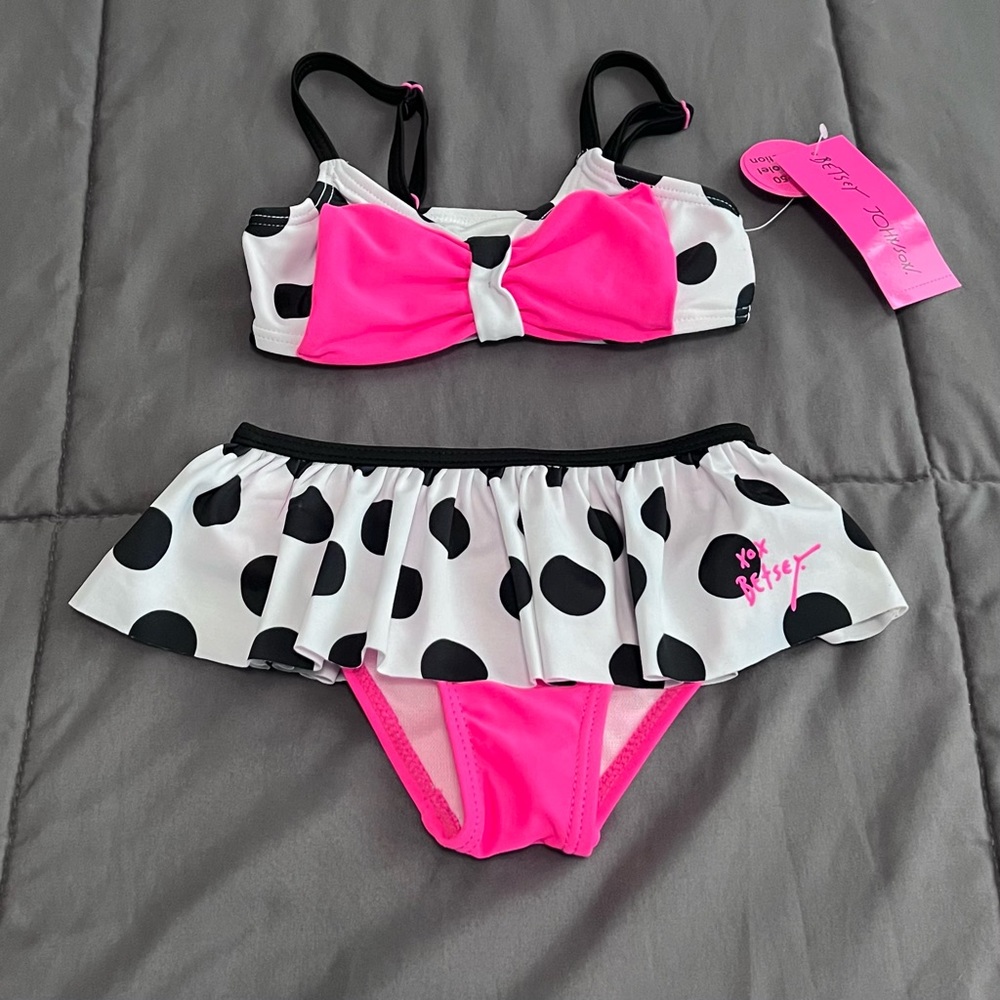 Betsey Johnson Polka Dot Bikini with Bow Size 12M  NWT!